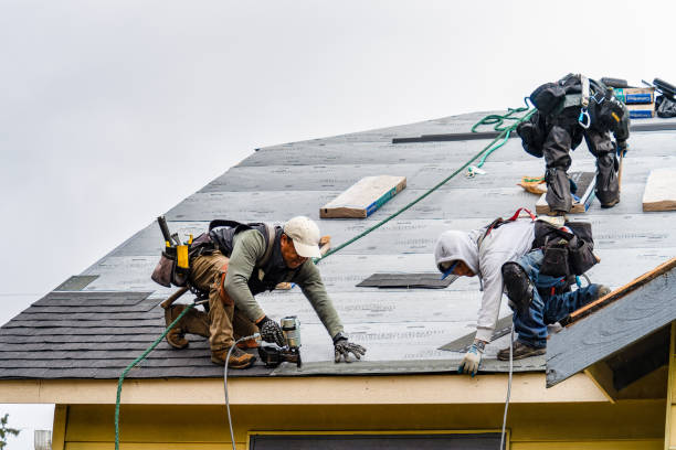 Professional Gutter Installation technician working in Monroe City, MO
